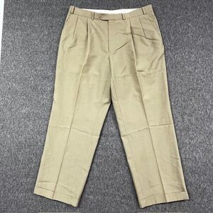 Polo University Club Ralph Lauren Pants Mens 36x30 Beige Pleated Cuffed Wool